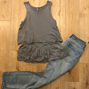 Grey Ruffle Tank